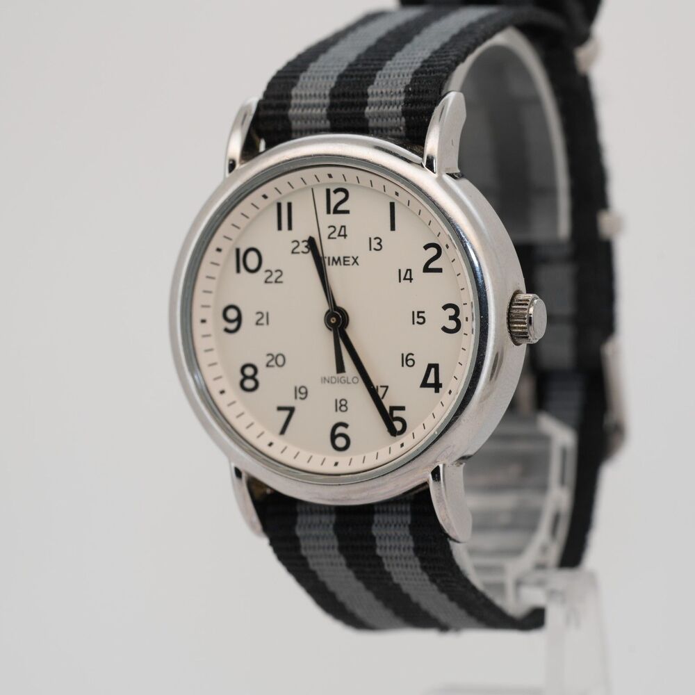 Timex Weekender Watch 38mm Quartz EL Cream Dial Nylon Strap